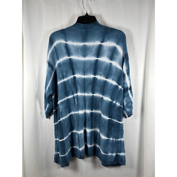 Torrid Blue White Tie Dye Striped Open Front Cardigan Sweater Plus Size 0 (L XL) - Picture 3 of 4